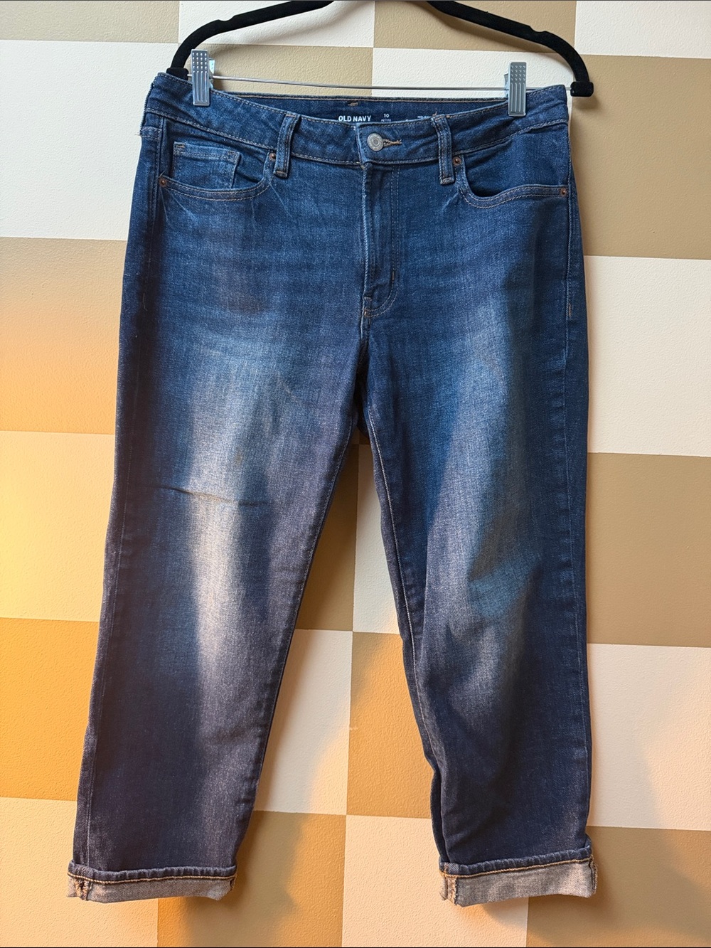Old Navy Women’s OG Straight Mid-Rise Indigo Relaxed Straight Jeans